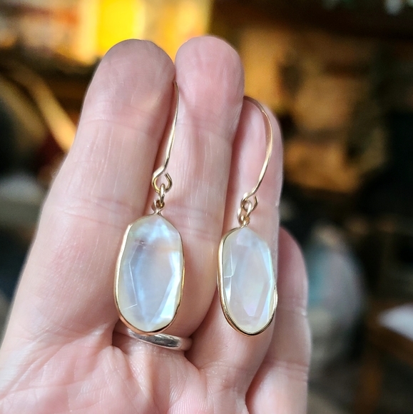 Moonstone 14k gold handmade earrings - Picture 6 of 11